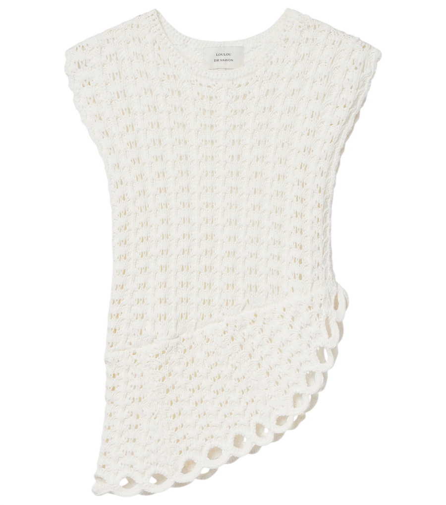 Loulou de Saison Saez asymmetric scalloped crochet top