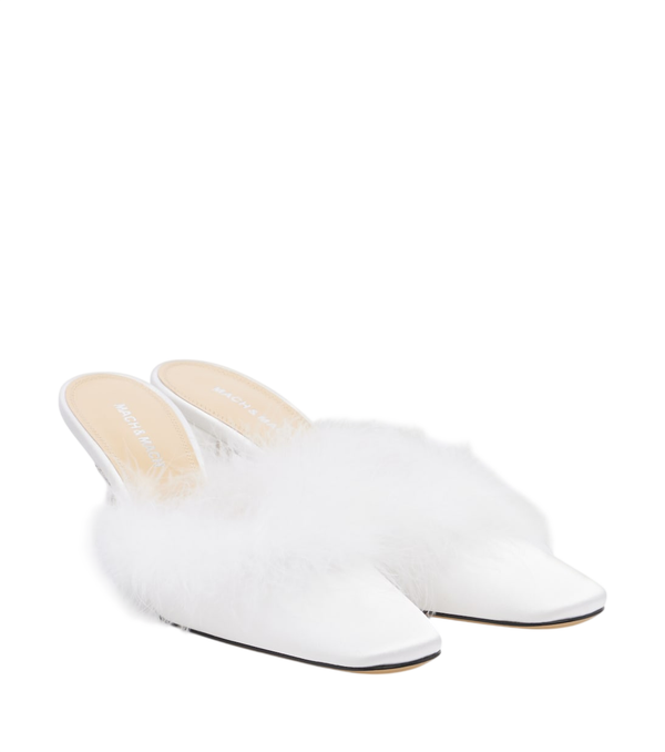 Mach & Mach Bridal feather-trimmed mules