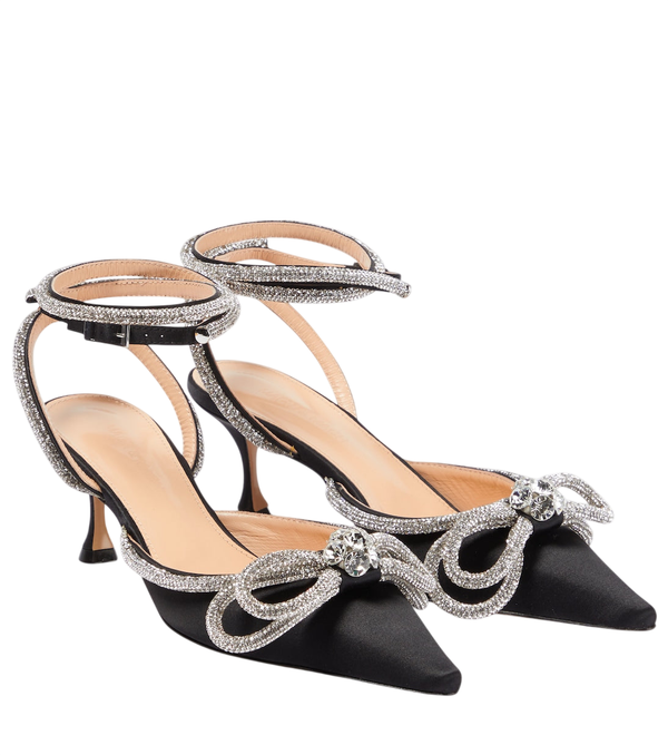 Mach & Mach Décolleté in raso decorate con doppio fiocco 65