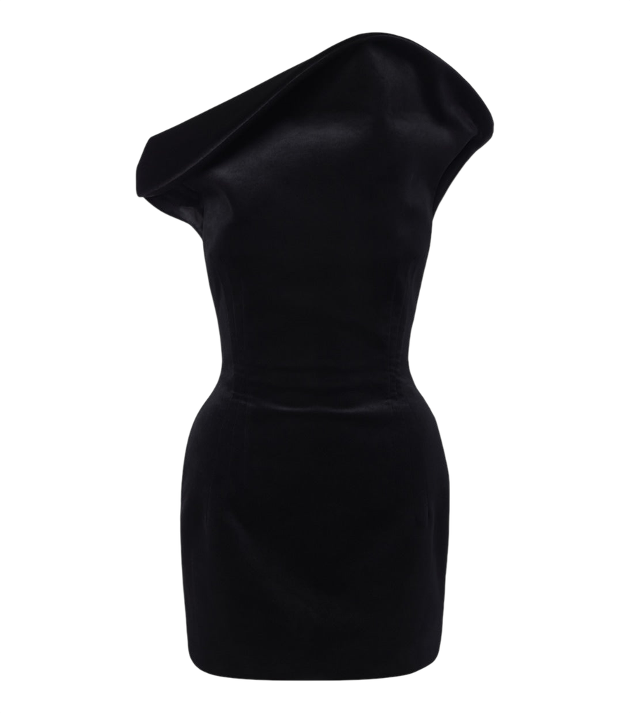 Magda Butrym Asymmetric cotton-blend velvet minidress