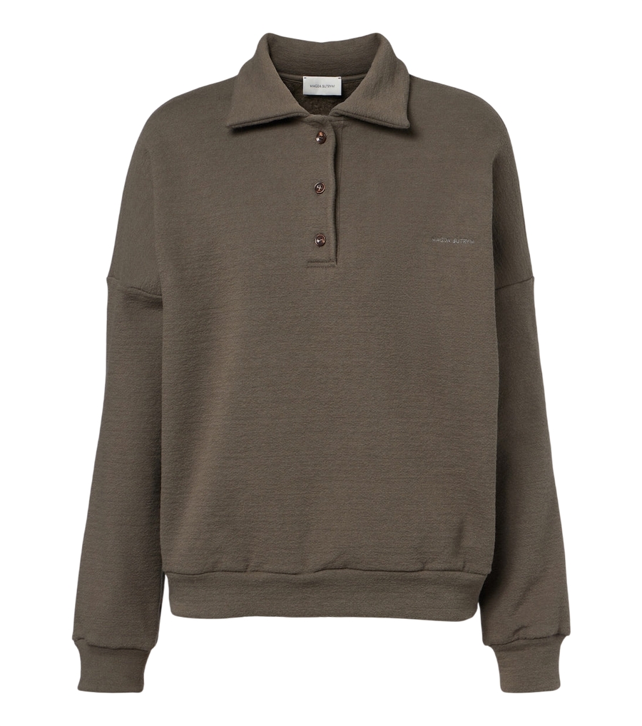 Magda Butrym Cotton-blend fleece polo sweater