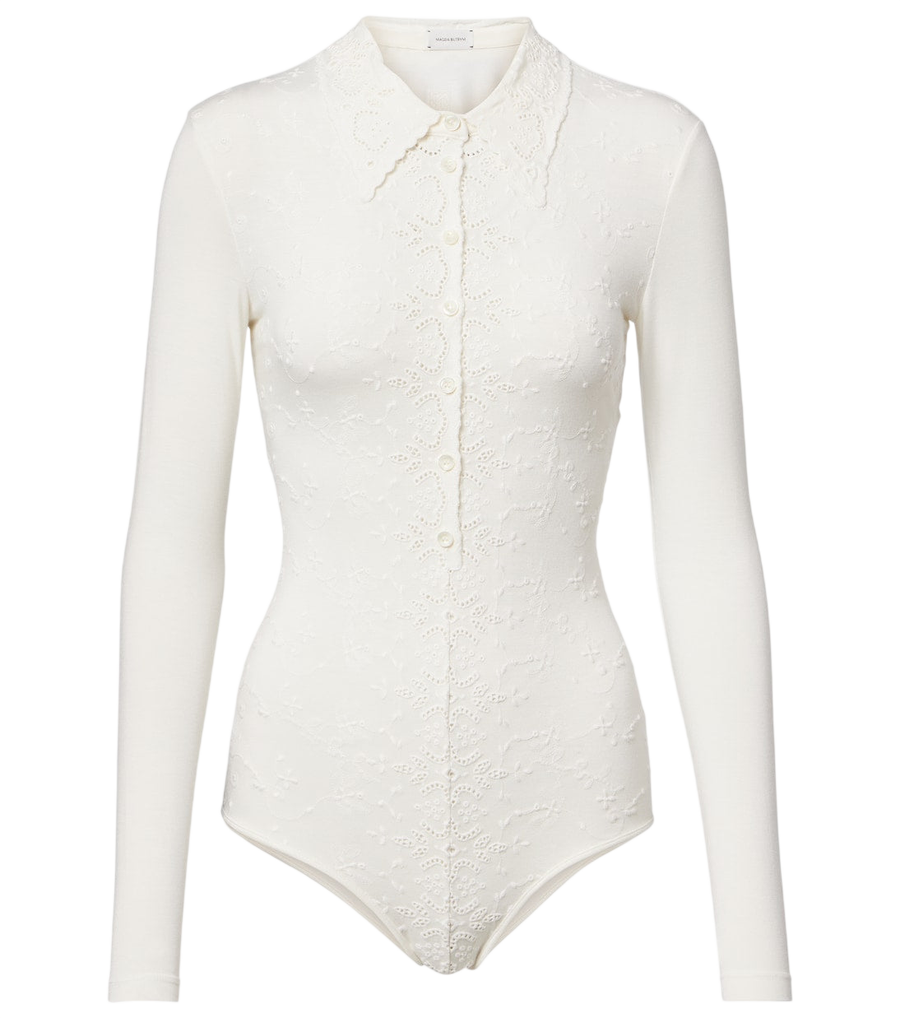 Magda Butrym Embroidered cotton-blend bodysuit