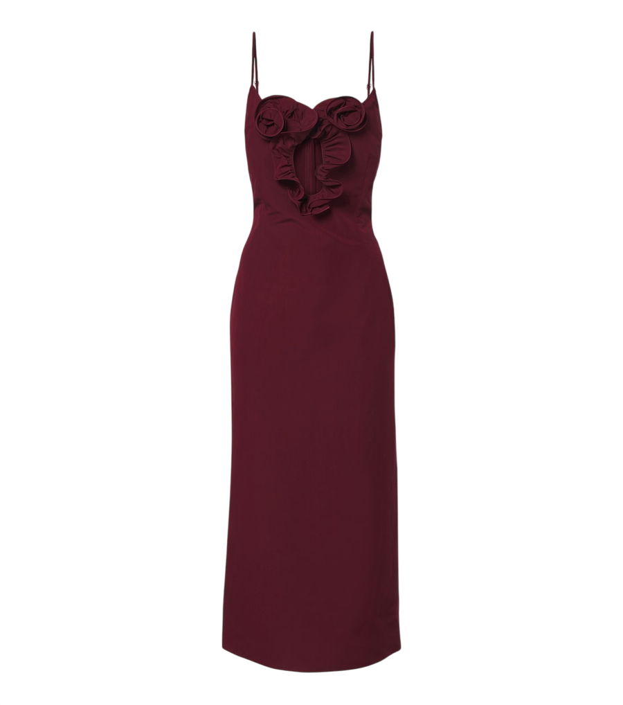 Robe midi en coton et soie ornée d’appliqués floraux Magda Butrym