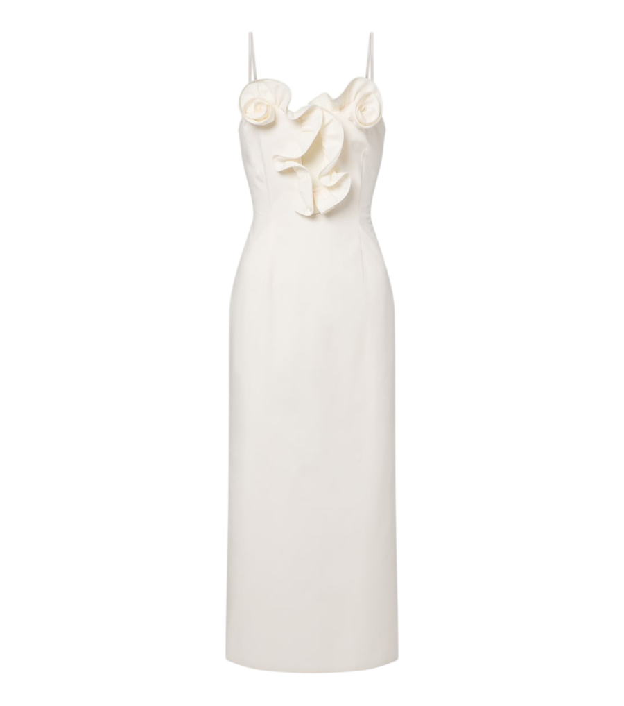 Vestido midi de algodón con aplicación floral de Magda Butrym