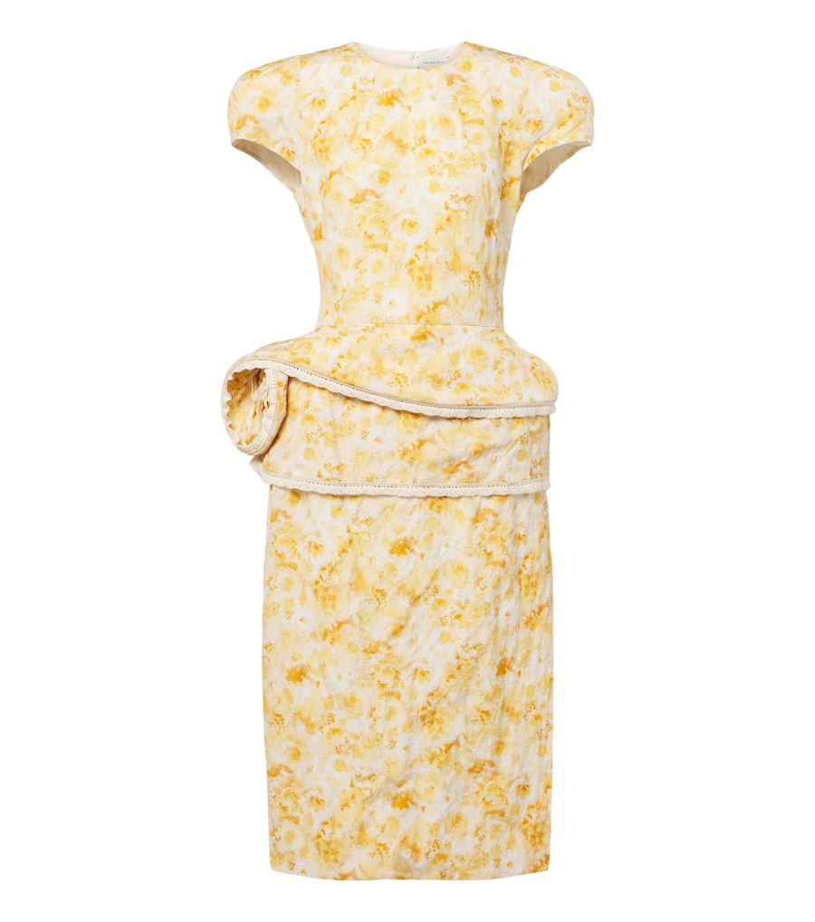 Vestido midi de mezcla de algodón con apliques florales de Magda Butrym