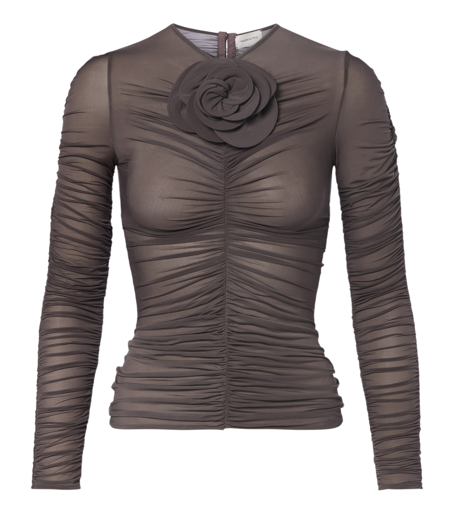 Top fruncido con aplicación floral de Magda Butrym