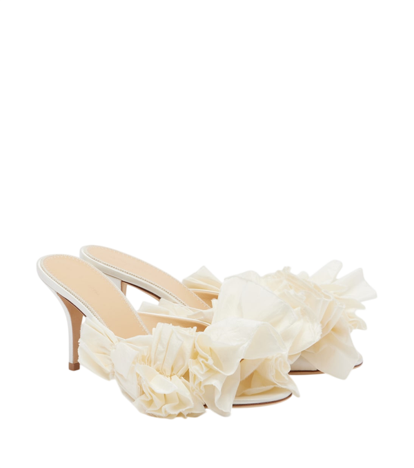 Magda Butrym Floral-appliqué satin mules
