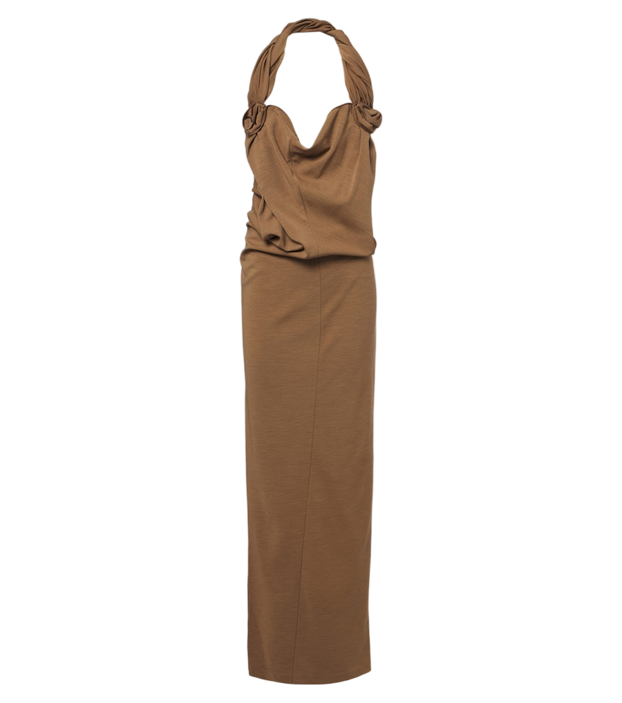 Magda Butrym Floral-appliqué wool-blend gown