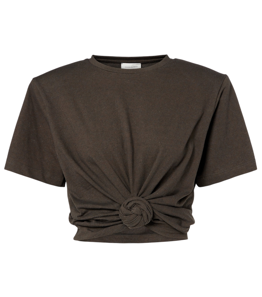 Magda Butrym Gathered cotton and silk T-shirt
