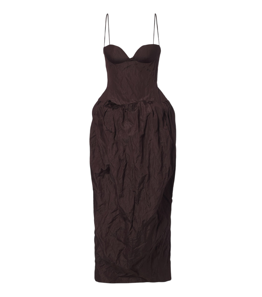 Magda Butrym Gathered cotton-blend bustier dress