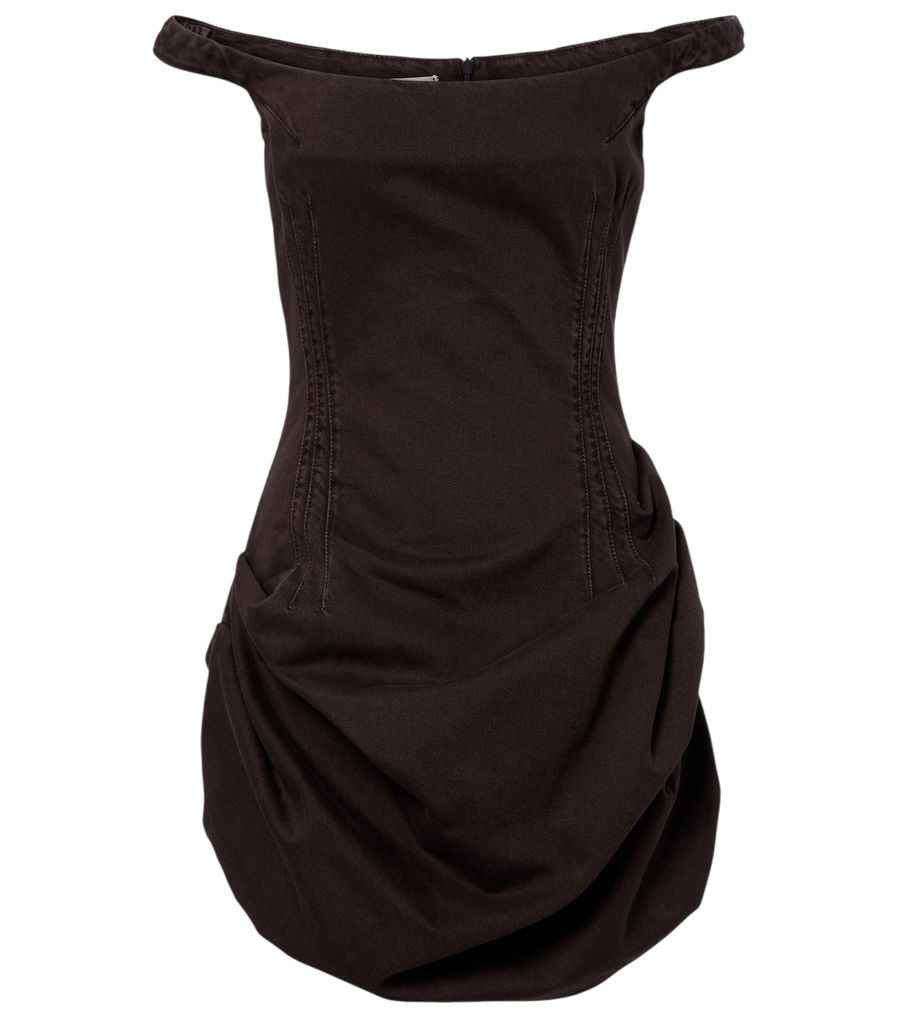 Magda Butrym Gathered off-shoulder denim minidress