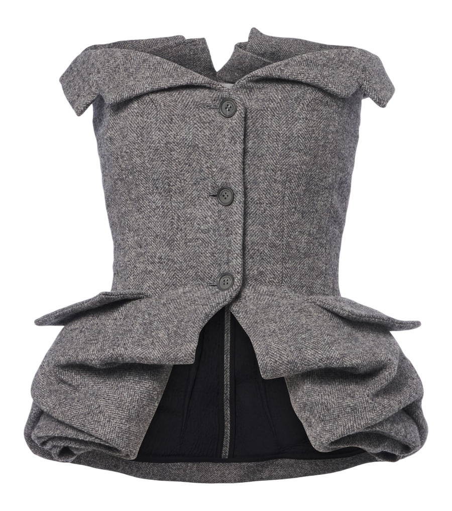 Magda Butrym Herringbone peplum wool and cashmere-blend top
