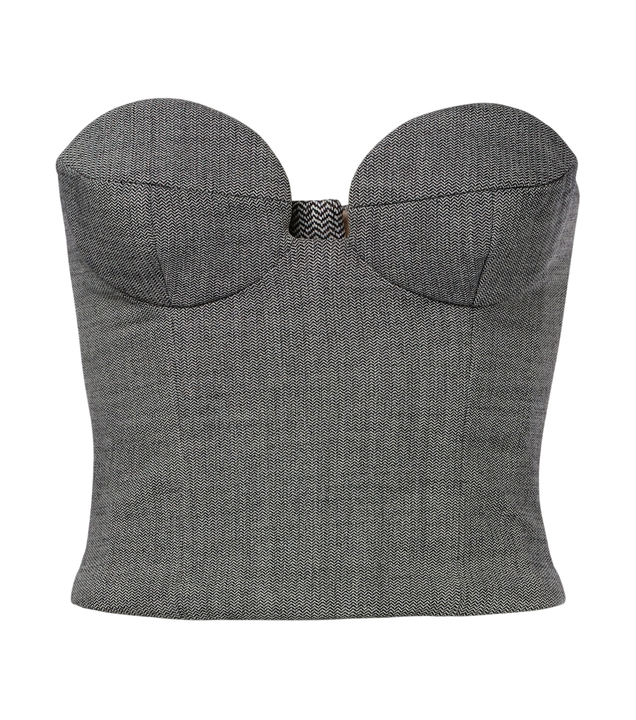 Top estilo bustier de mezcla de lana con estampado de espiga de Magda Butrym