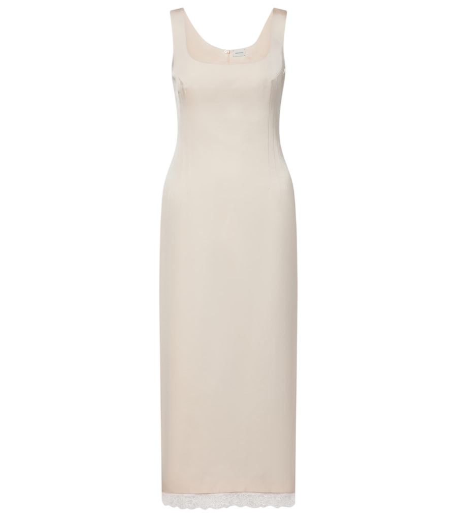 Vestido midi de algodón y seda con ribete de encaje de Magda Butrym