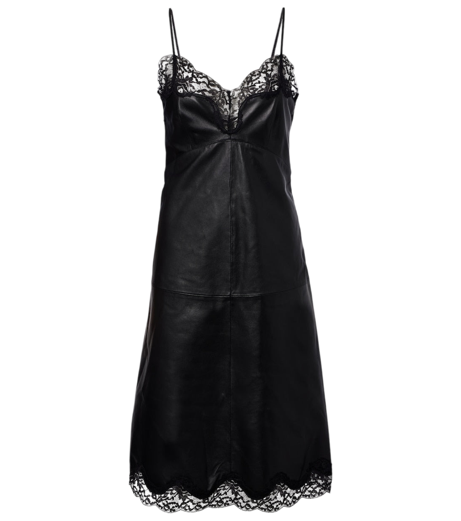Magda Butrym Lace-trimmed leather midi dress