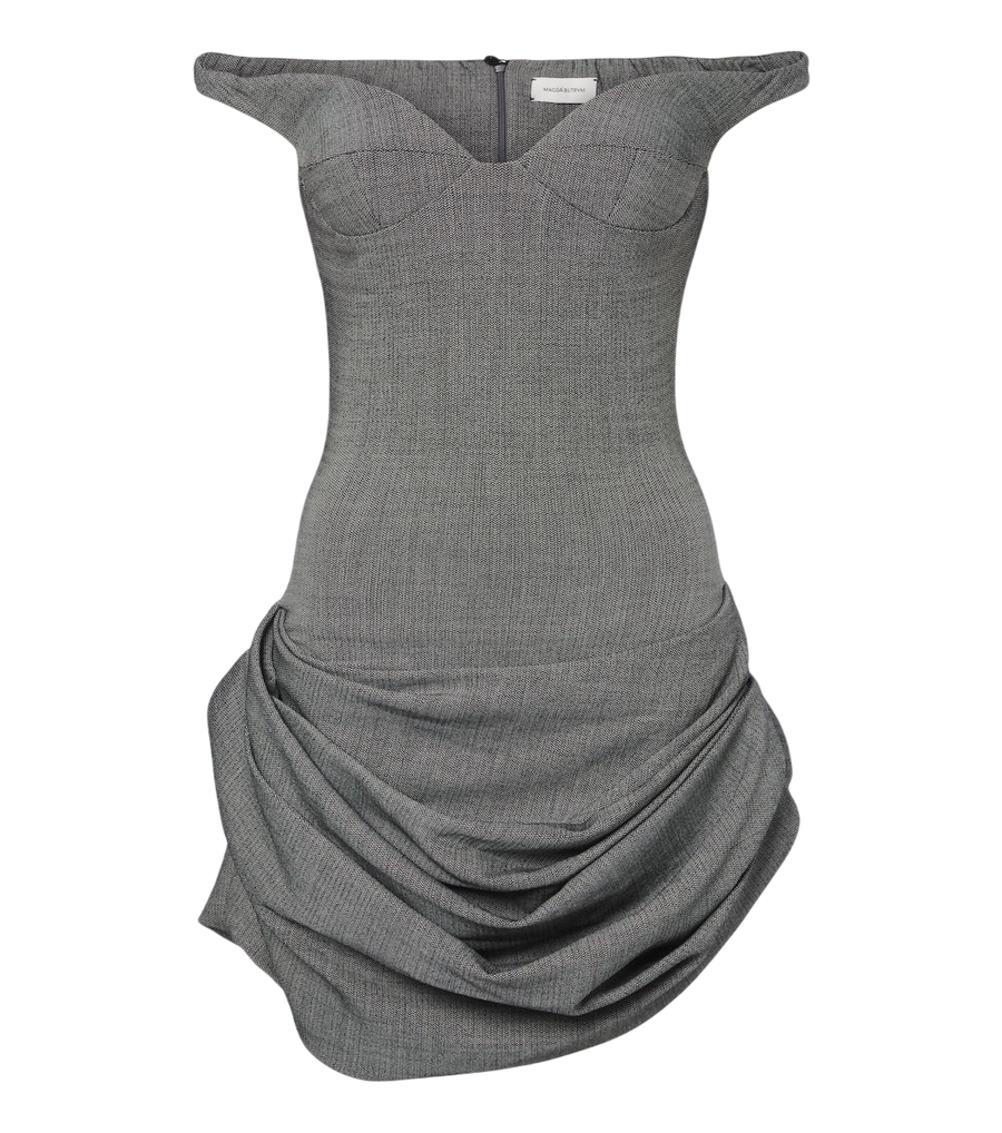 Magda Butrym Off-shoulder herringbone wool-blend minidress