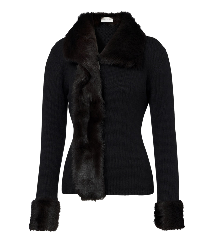 Magda Butrym Shearling-trimmed wool and cashmere cardigan
