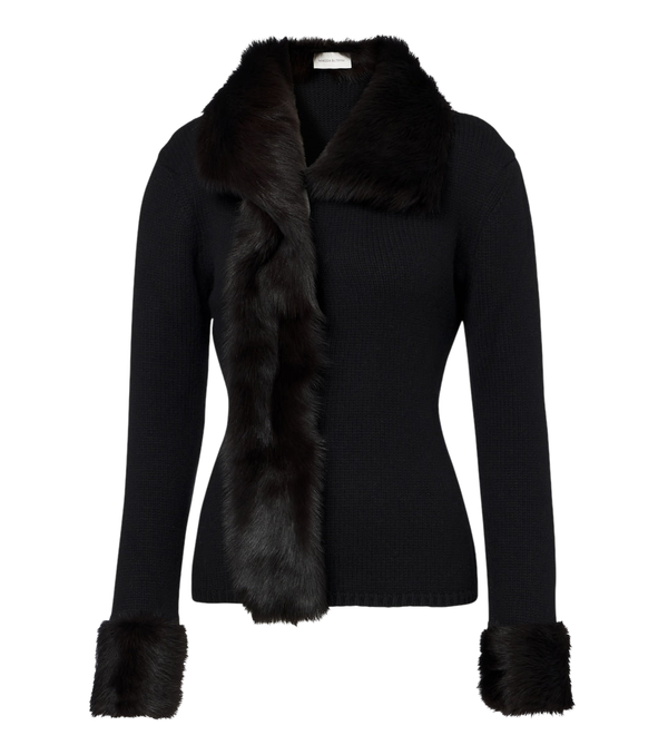 Magda Butrym Shearling-trimmed wool and cashmere cardigan