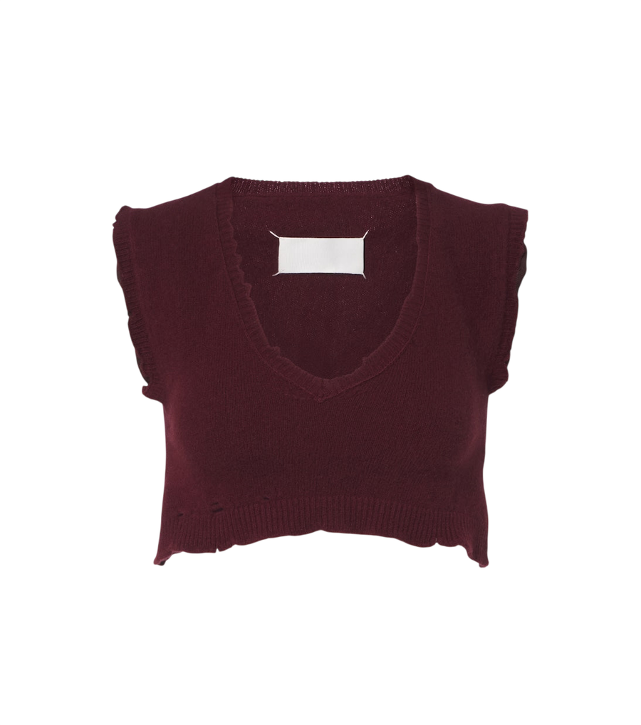 Maison Margiela Cropped virgin wool sweater vest