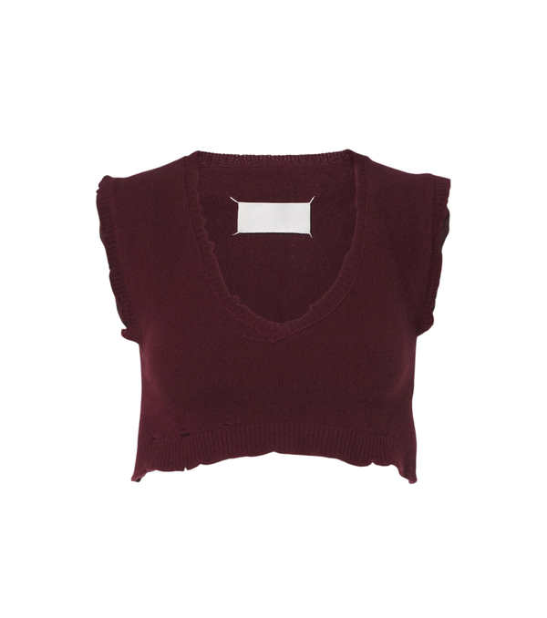 Maison Margiela Cropped virgin wool sweater vest