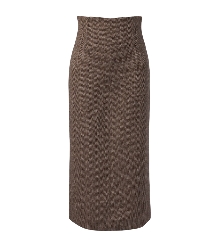 Maison Margiela Herringbone virgin wool midi skirt
