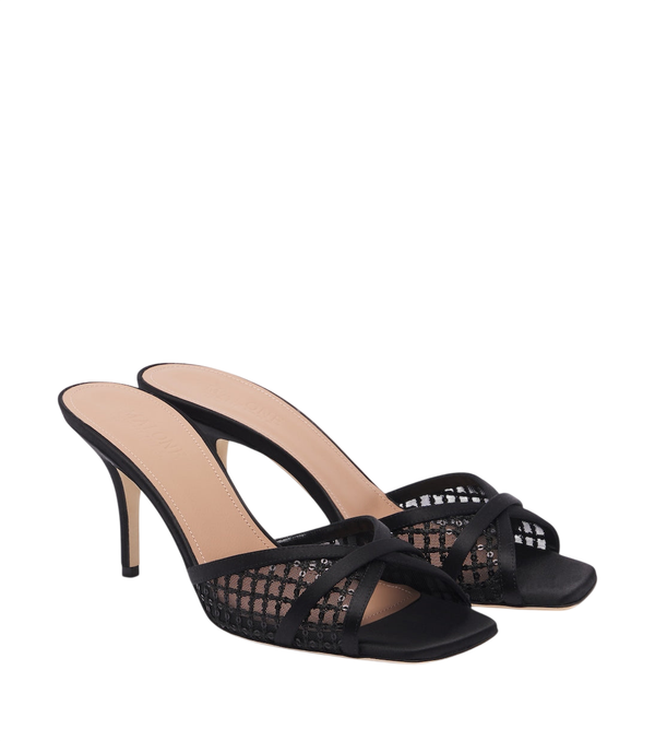 Malone Souliers Perla satin and mesh mules