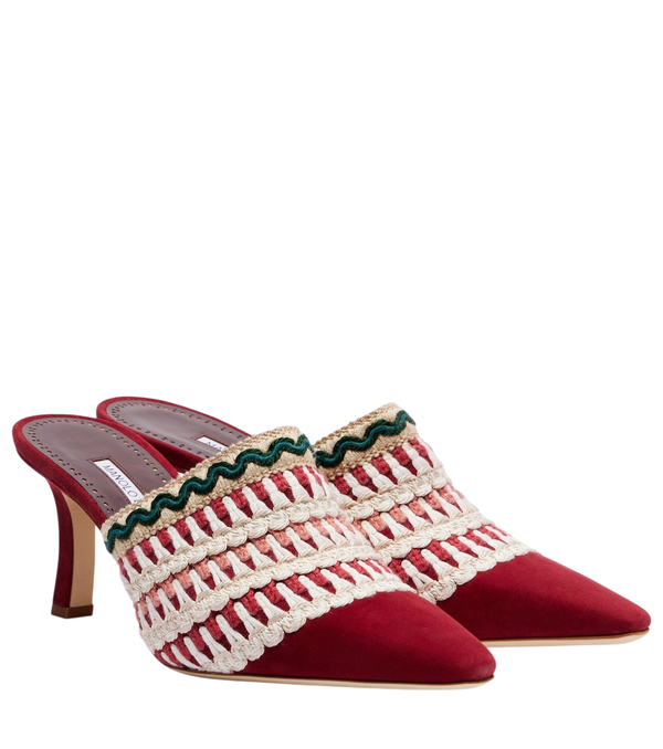 Manolo Blahnik Alo 70 embroidered suede mules