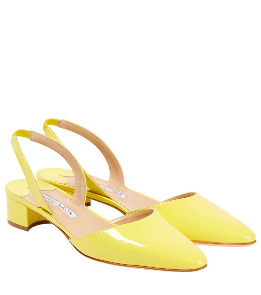 Manolo Blahnik Aspro 30 sapatos de salto slingback em couro envernizado