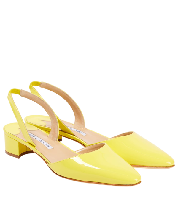 Manolo Blahnik Aspro 30 patent leather slingback pumps