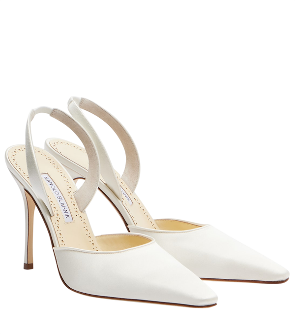 Manolo Blahnik Borelapla satin slingback pumps