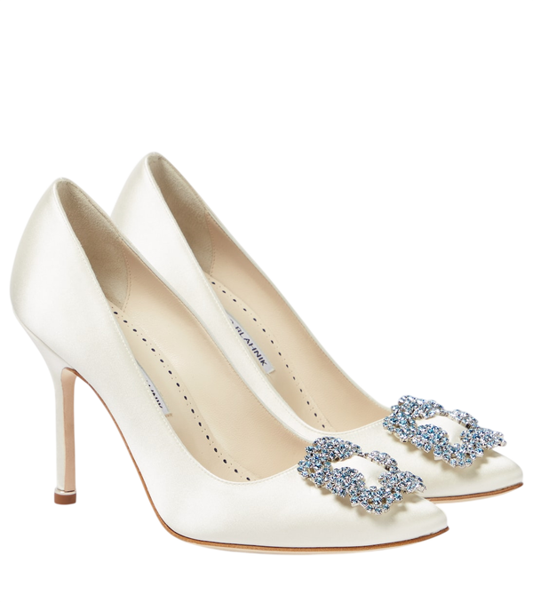 Manolo Blahnik Décolleté da sposa Hangisi 105 in raso decorato