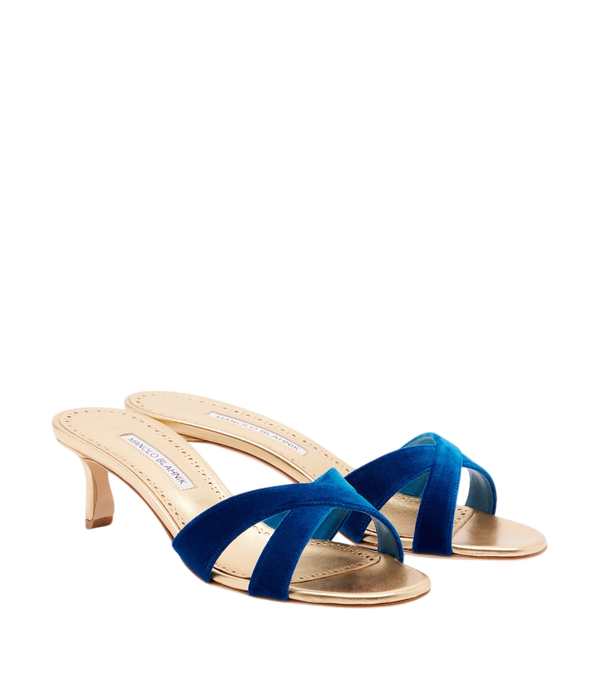 Manolo Blahnik Callydramu velvet mules