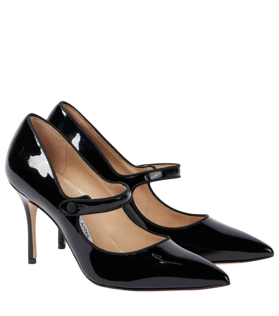 Manolo Blahnik Sapatos de salto alto em couro envernizado Campari 90
