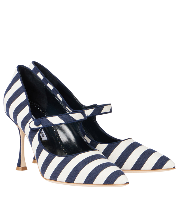 Manolo Blahnik Campari 90 scarpe Mary Jane a righe