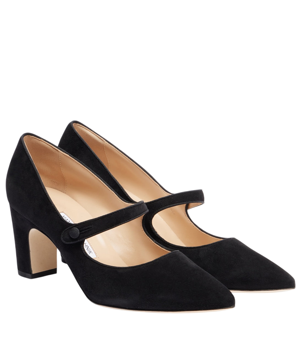 Manolo Blahnik Campariba suede Mary Jane pumps
