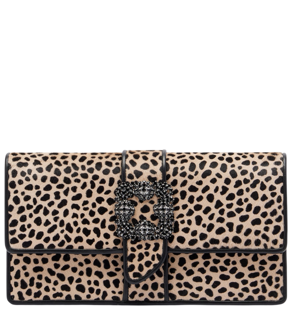 Manolo Blahnik Capri embellished calf hair clutch