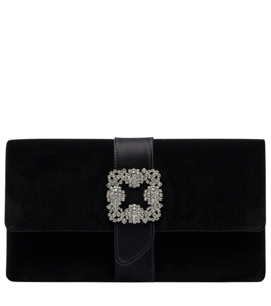 Bolso de mano de terciopelo con adornos Capri de Manolo Blahnik