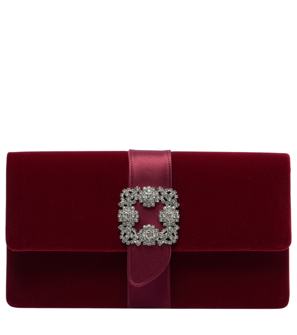 Bolso de mano de terciopelo con adornos Capri de Manolo Blahnik