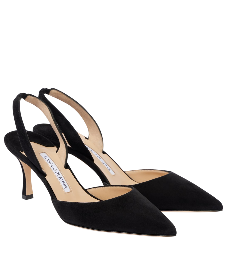 Manolo Blahnik Sapatos de salto Carolyne 70 em camurça com tira traseira