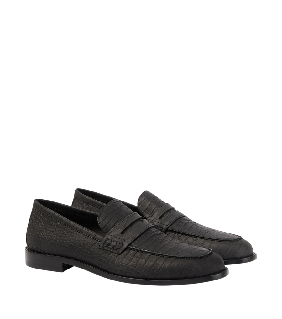 Manolo Blahnik Croc-effect leather penny loafers