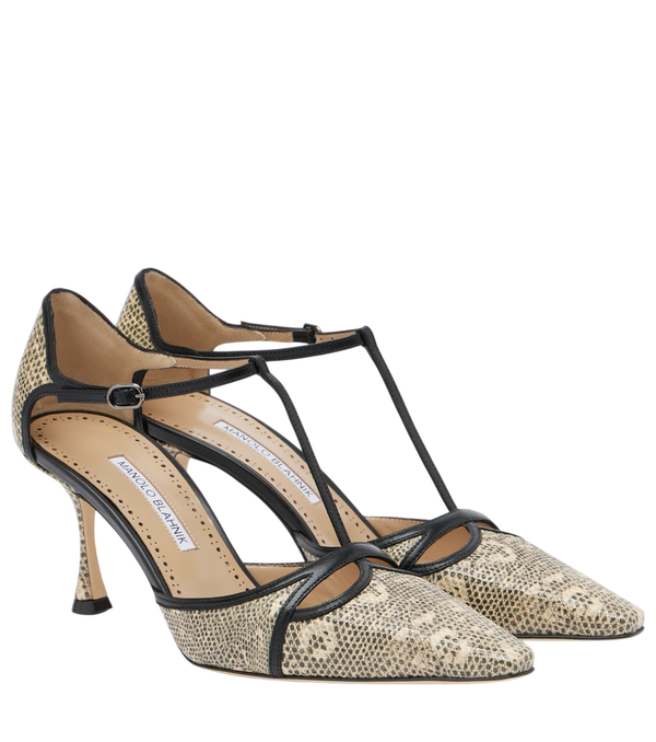 Manolo Blahnik Gish lizard-print leather pumps