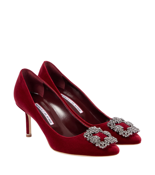 Escarpins Hangisi 70 en velours orné Manolo Blahnik