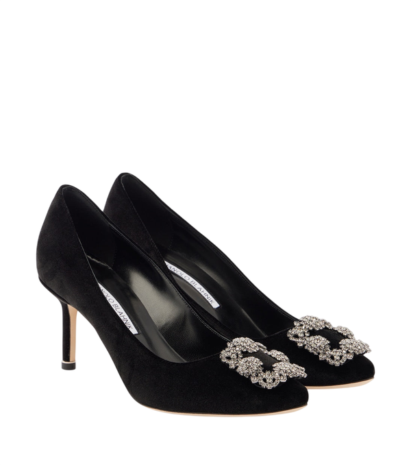 Zapatos de salón Hangisi 70 de terciopelo con adorno de Manolo Blahnik