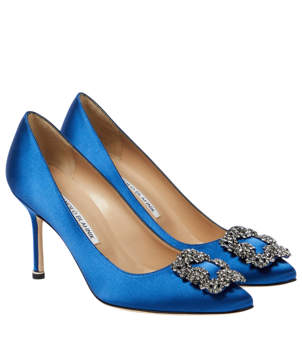 Manolo Blahnik Hangisi 90 décolleté in raso decorate