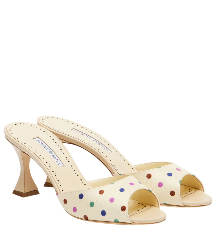 Manolo Blahnik Jadaron polka-dot twill mules