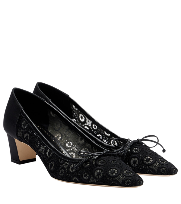 Manolo Blahnik Martebal 50 sapatos de salto com detalhe de laço de renda