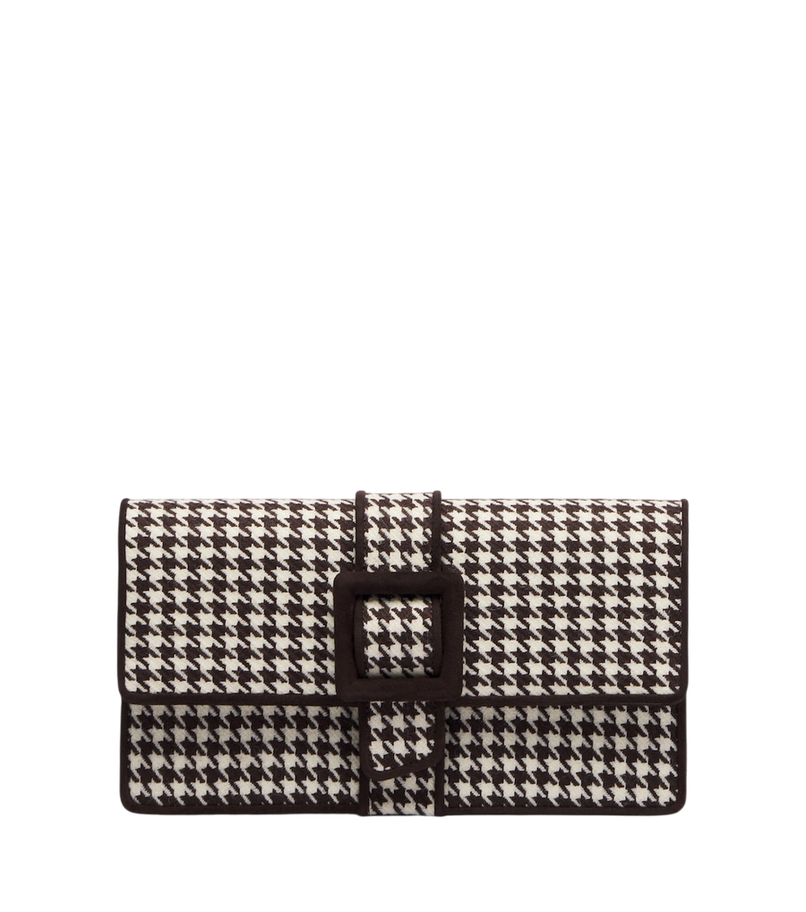 Pochette Manolo Blahnik Maycap à motif pied-de-poule