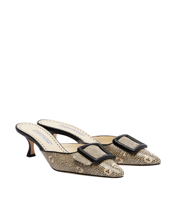 Manolo Blahnik Maysale 50 snake-effect leather mules