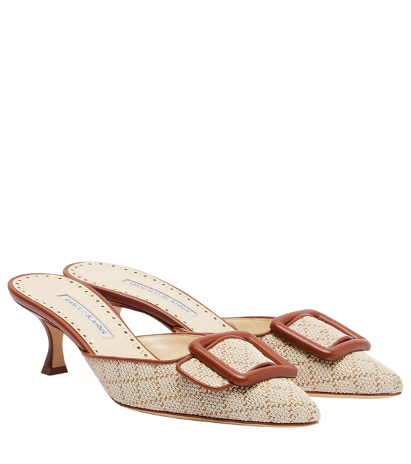 Manolo Blahnik Maysale leather-trimmed mules