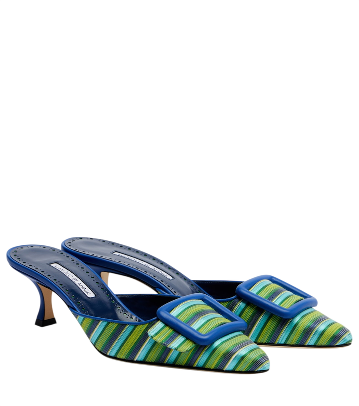 Manolo Blahnik Maysalebi striped leather-trimmed mules [white-bg-v2:559f9022-47c8-48b9-ac23-58b41b6432b7]